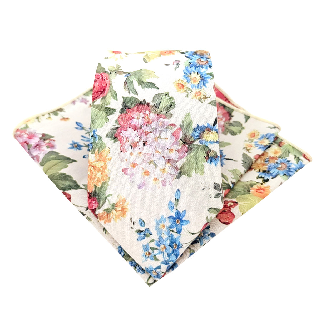 Cream-Large-Floral-Cotton-Tie-and-Pocket-Square-Set