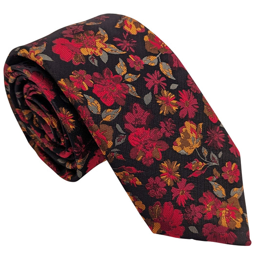 Crimson Flowers Wedding Tie