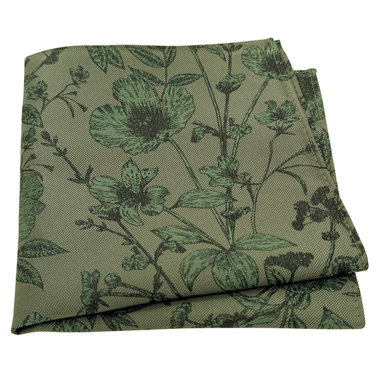 Dark Olive Wildflower Pocket Square
