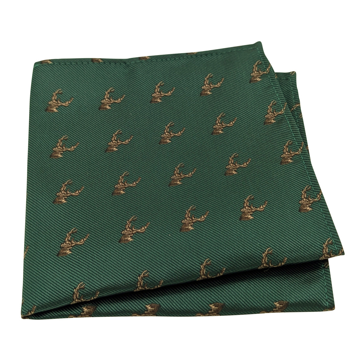 Dark Green Stags Pocket Square