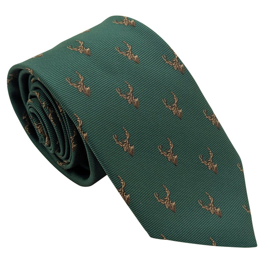 Dark Green Stags Wedding Tie
