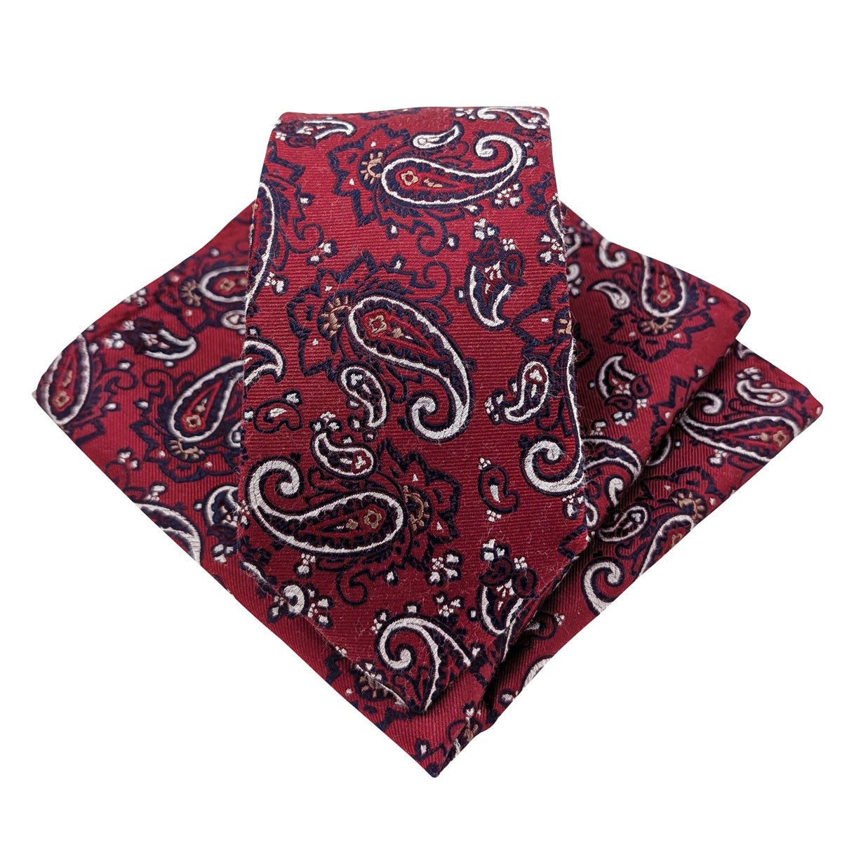 Deep-Red-Paisley-Silk-Wedding-Tie-and-Pocket-Square-Set