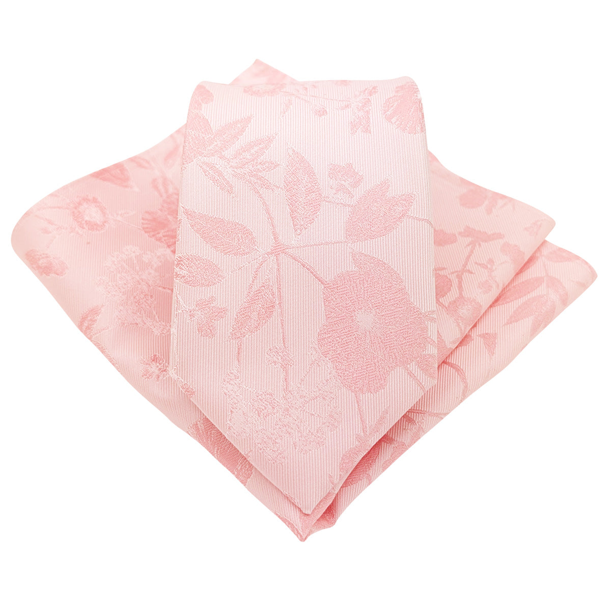 Delicate Pink Wildflower Wedding Tie and Pocket Square