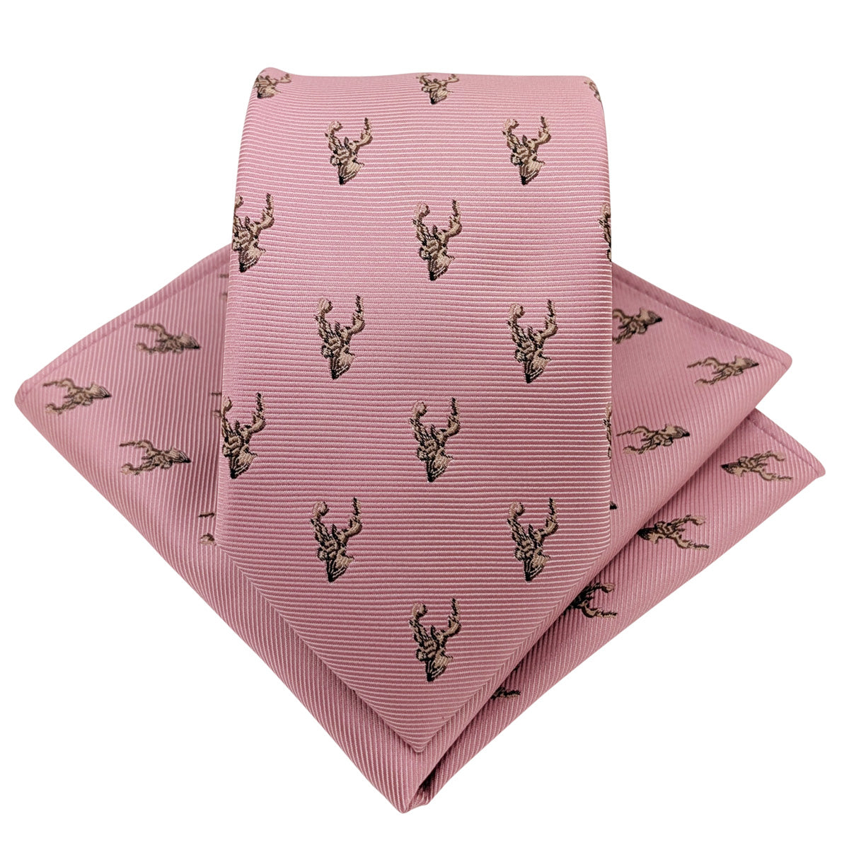 Desert Rose Stags Wedding Tie and Pocket Square Set