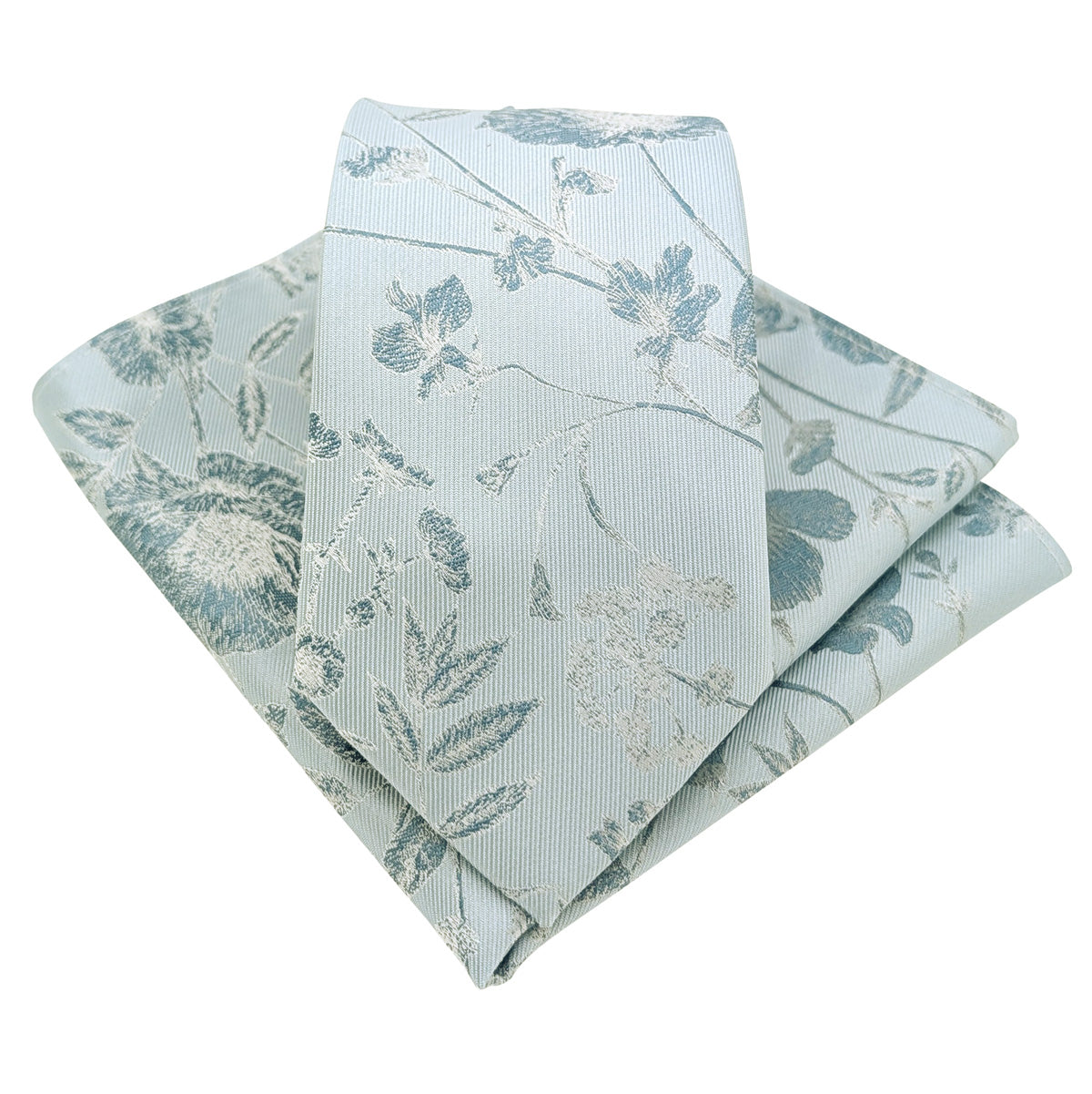 Dusty Blue Wildflower Wedding Tie and Pocket Square