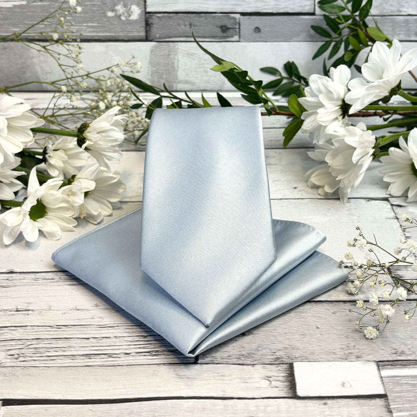 Dusty Blue Tie and Pocket Square Set