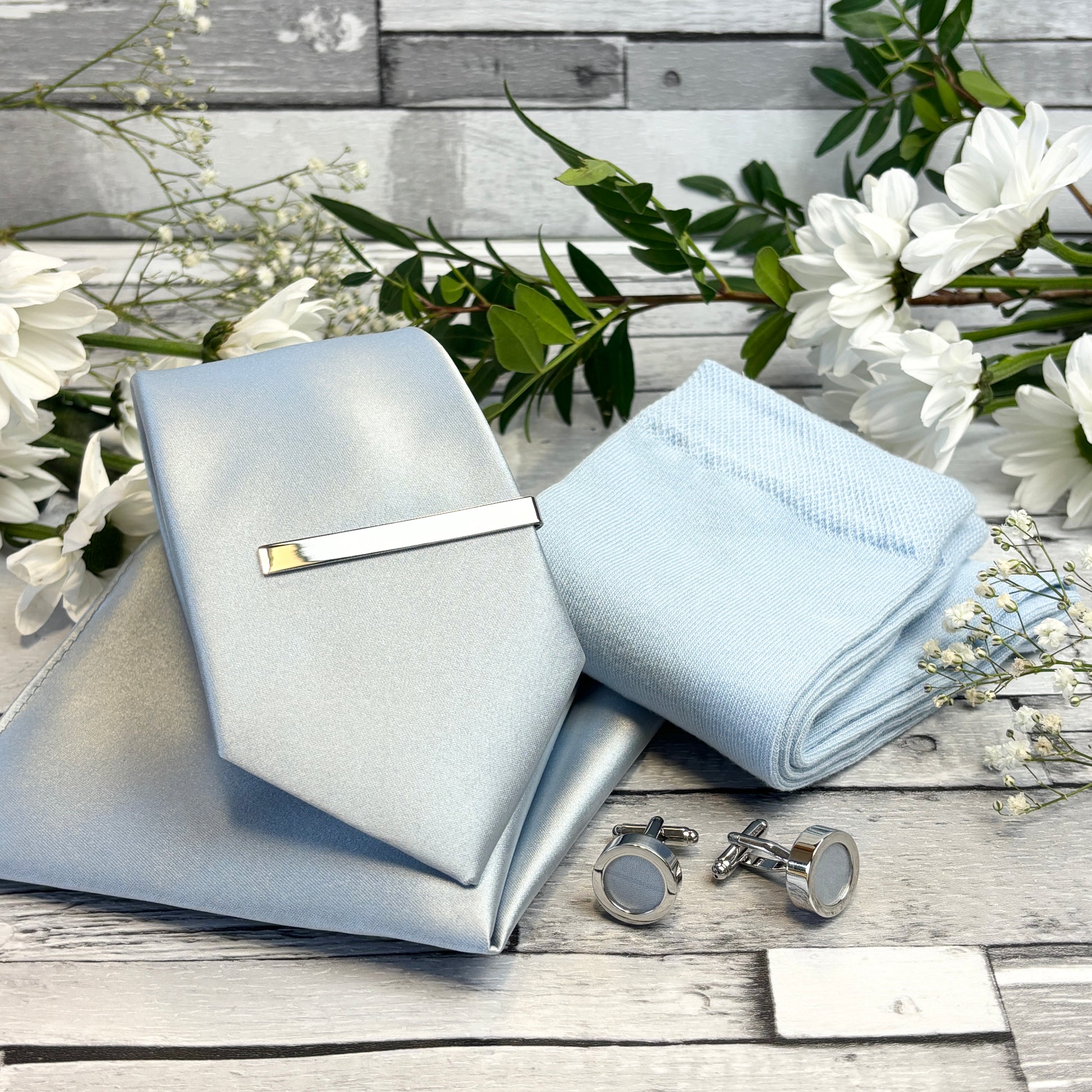 Dusty Blue Wedding tie and sock set