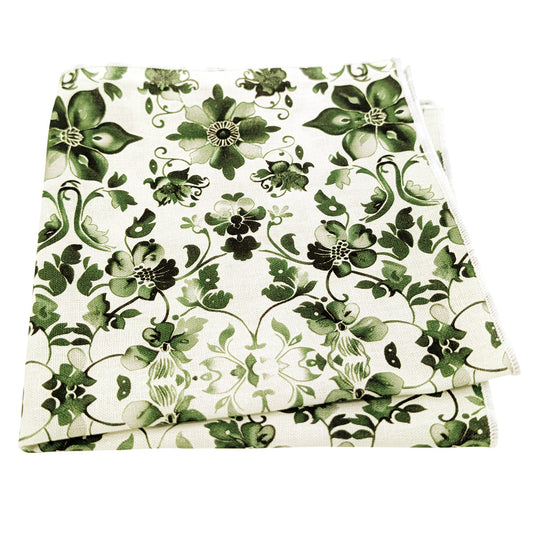 Emerald-Vintage-Floral-Cotton-Pocket-Square