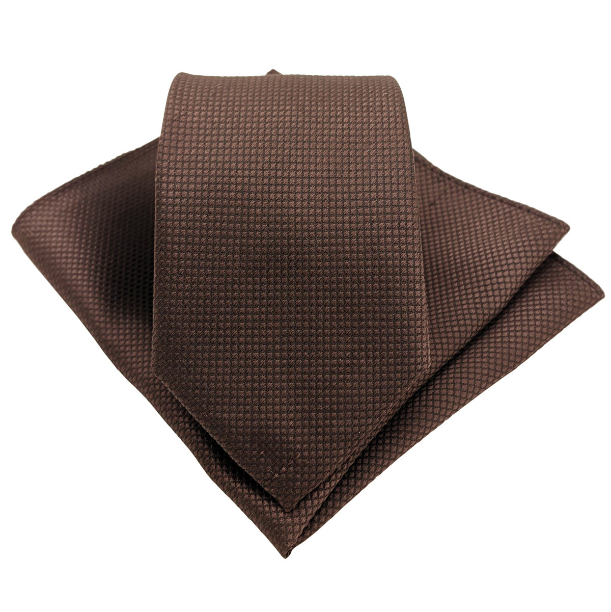 Espresso Textured Wedding Tie and Pocket Square Set