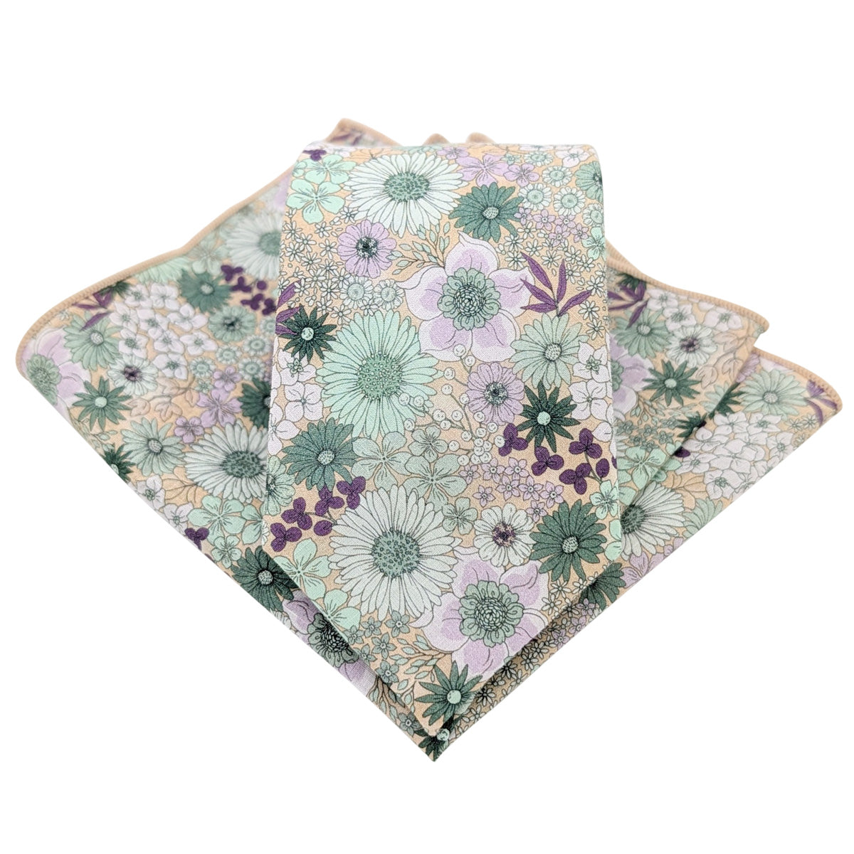 Green-Garden-Flowers-Cotton-Tie-and-Pocket-Square-Set