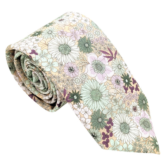 Green-Garden-Flowers-Cotton-Wedding-Tie