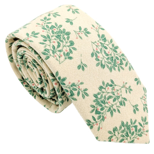Green-Leaves-Brushed-Cotton-Wedding-Tie