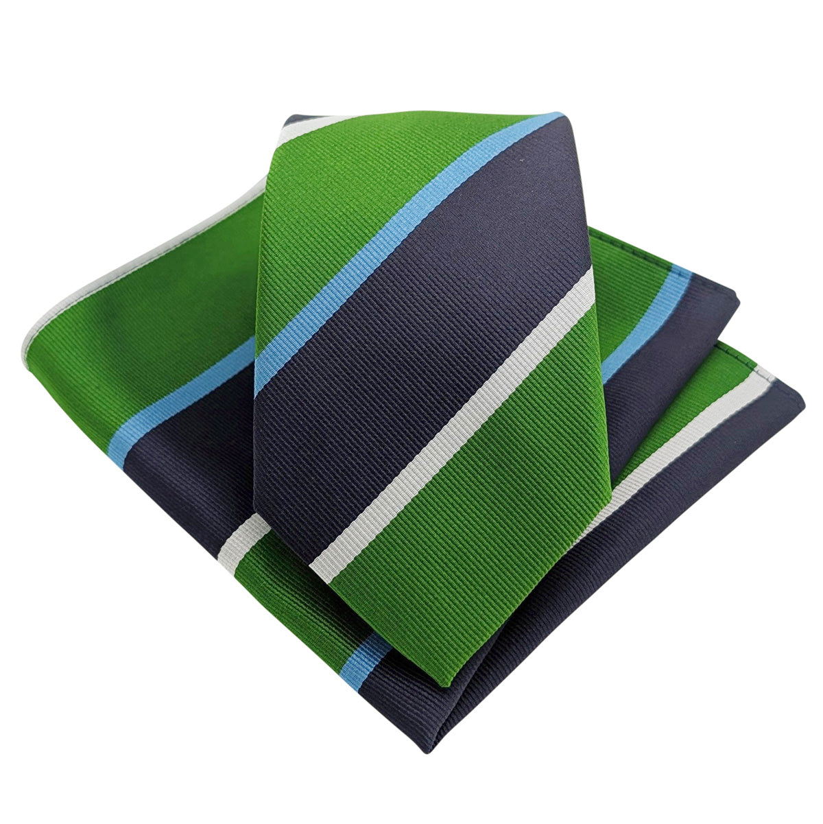 Green Stripe Wedding Tie and Pocket Square Set