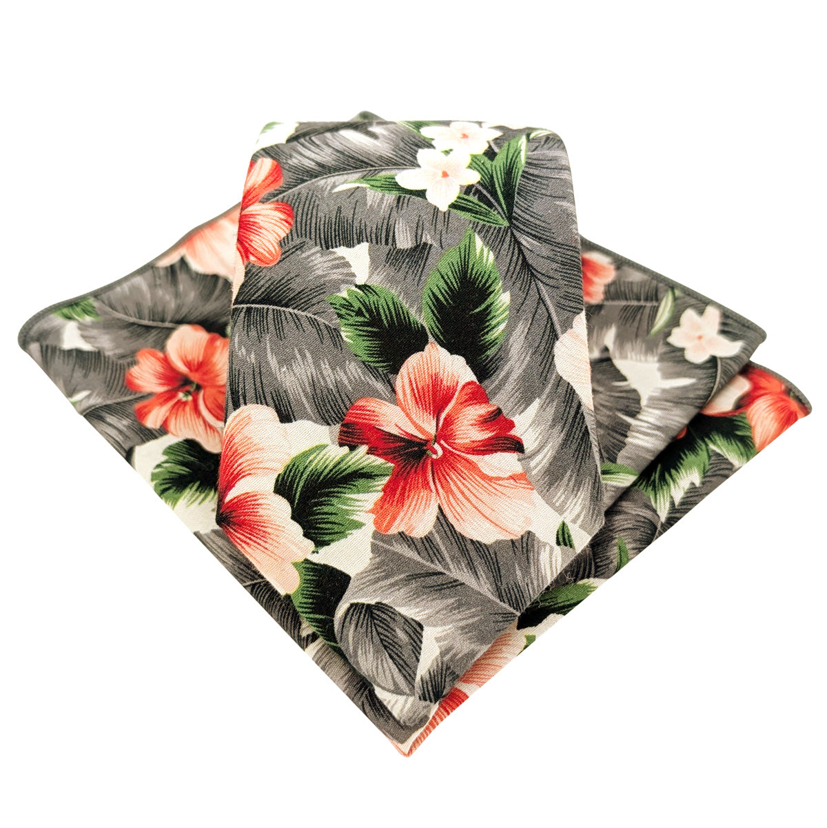 Grey-Hawaiian-Cotton-Tie-and-hanky-set