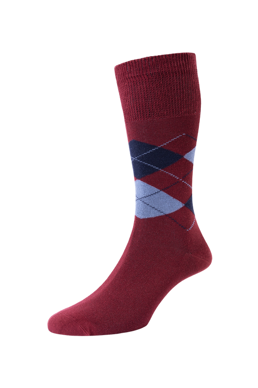 Burgundy Argyle Wedding Socks