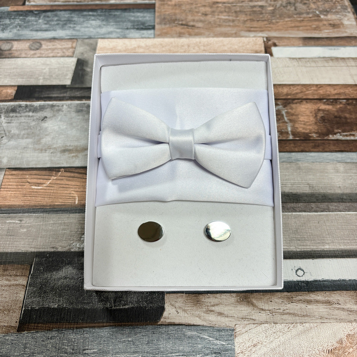White Satin Bow Tie