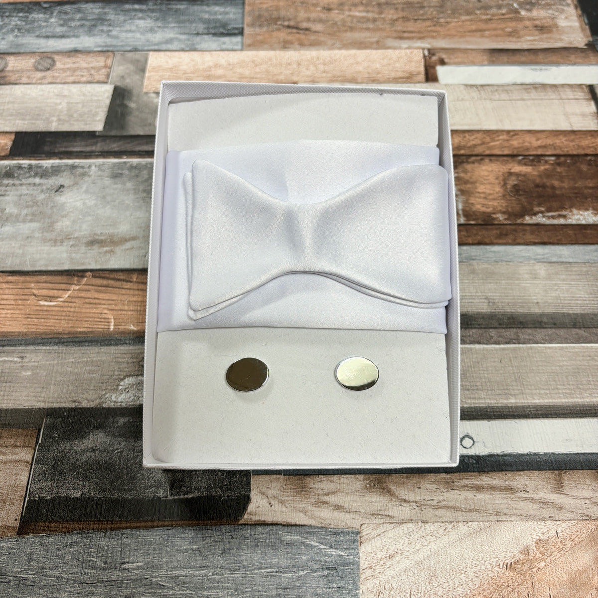 White Satin Bow Tie