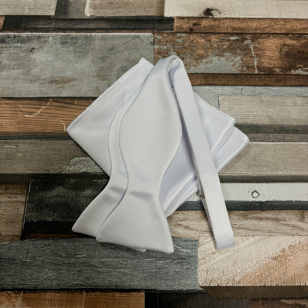 White Satin Bow Tie