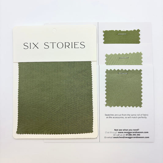 Six Stories - Moss Green Satin Swatch Matches
