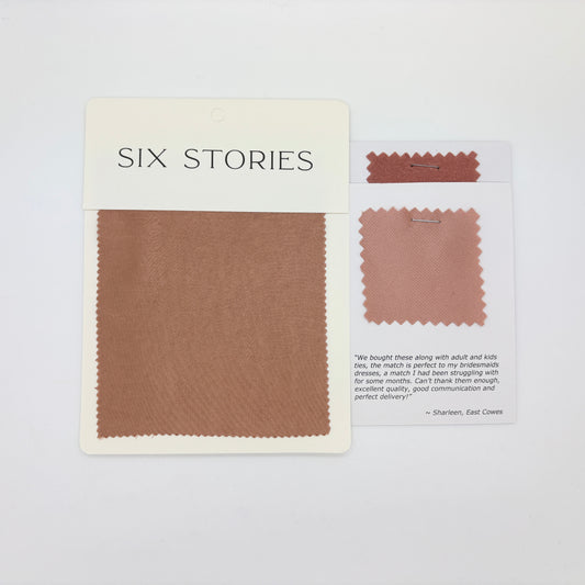 Six Stories - Burnt Peach Satin Swatch Matches