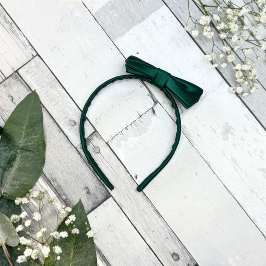 Hunter Green Small Bow Bridesmaids Headband