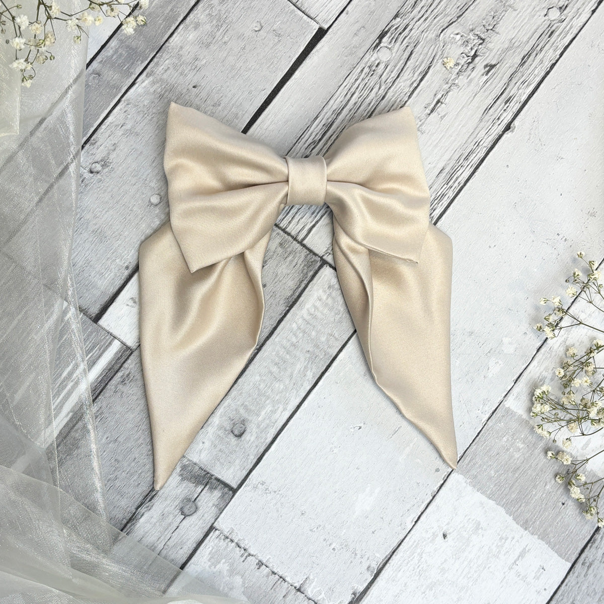 Antique Champagne Bridesmaids Hair Bow