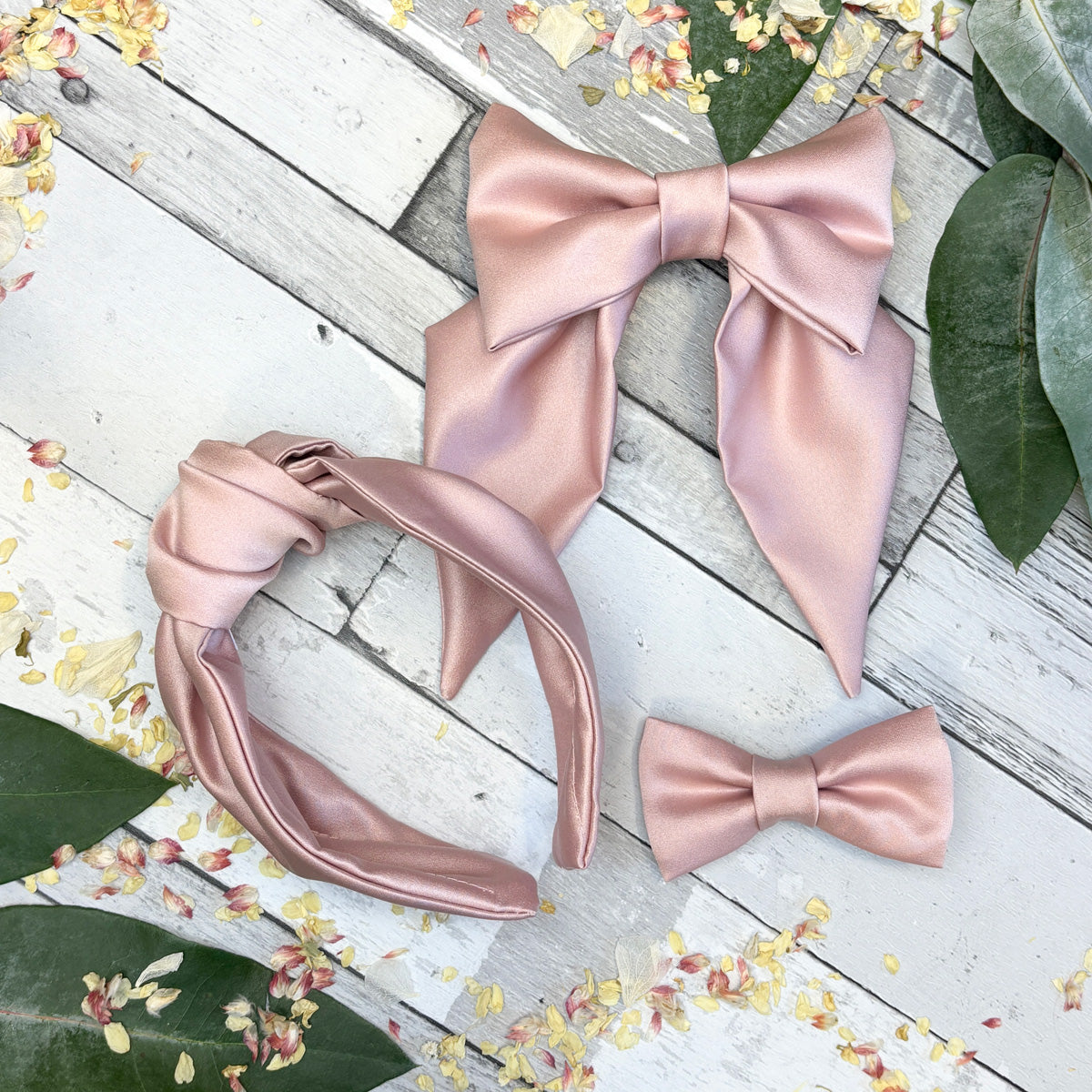 Rose Gold Bridesmaids Hair Bow