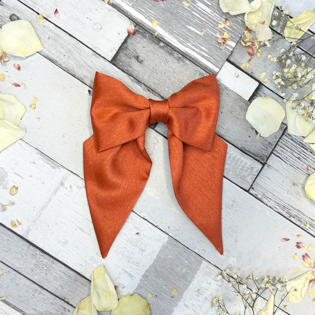 Rust Shantung Bridesmaids Hair Bow