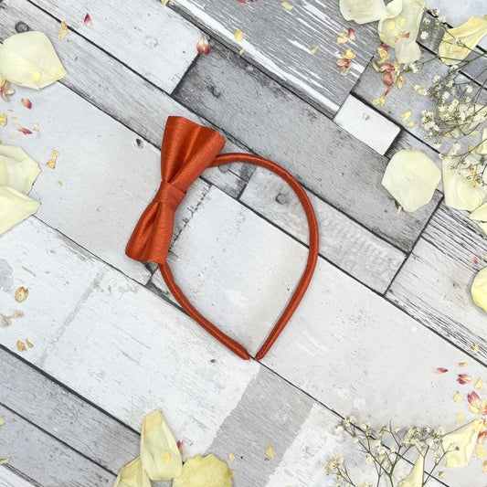 Rust Shantung Small Bow Bridesmaids Headband