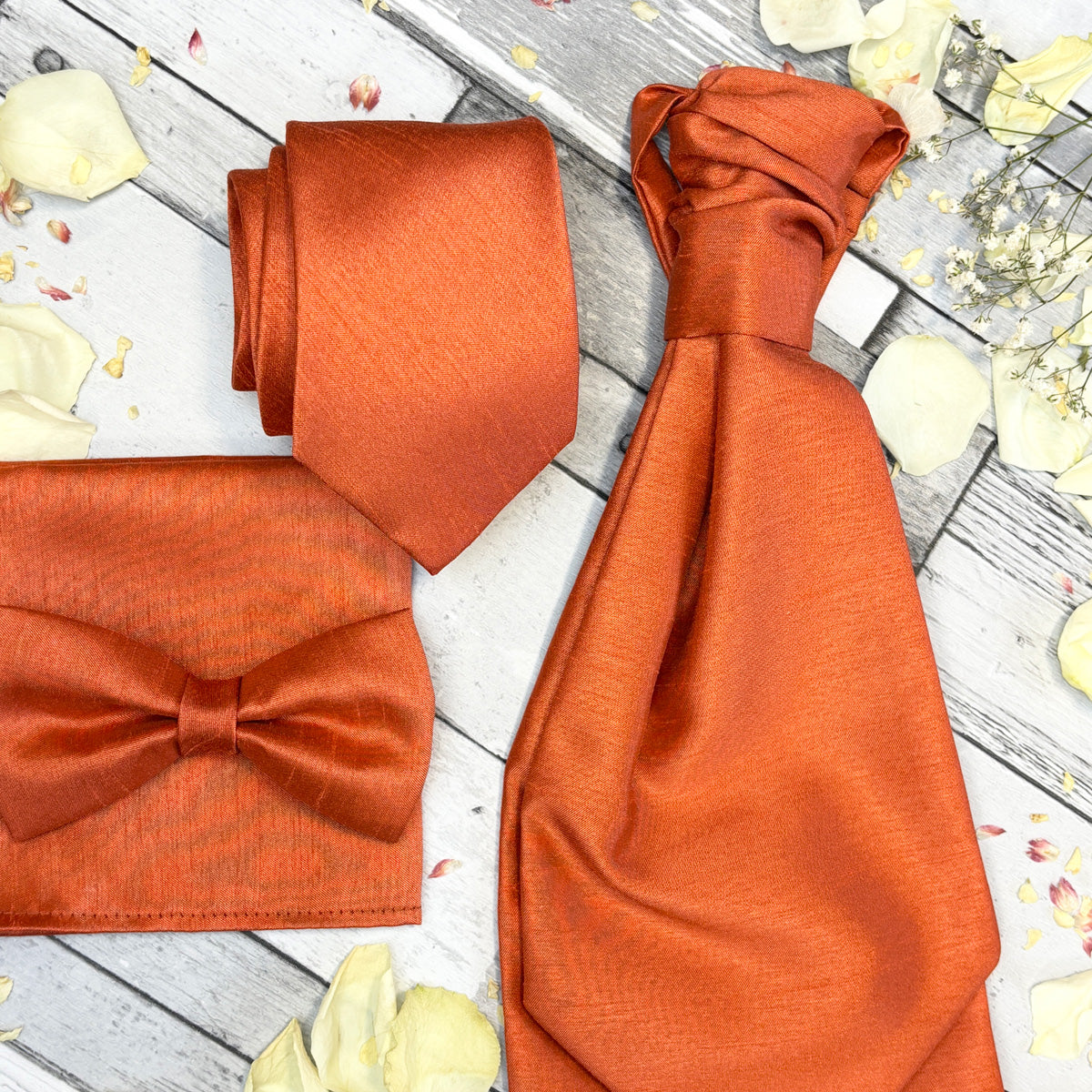 Rust Shantung Wedding Cravat