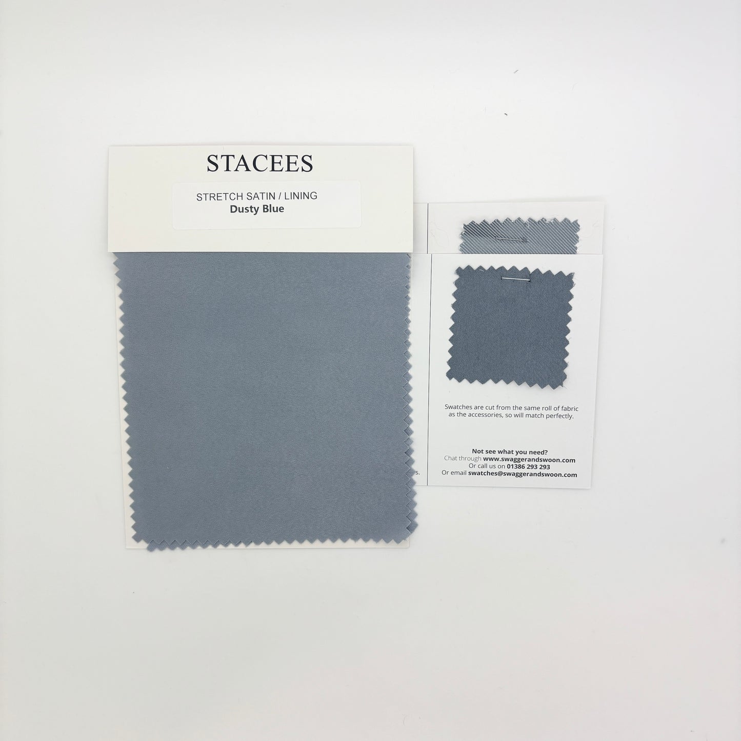 Stacees - Dusty Blue Stretch Satin Swatch Matches