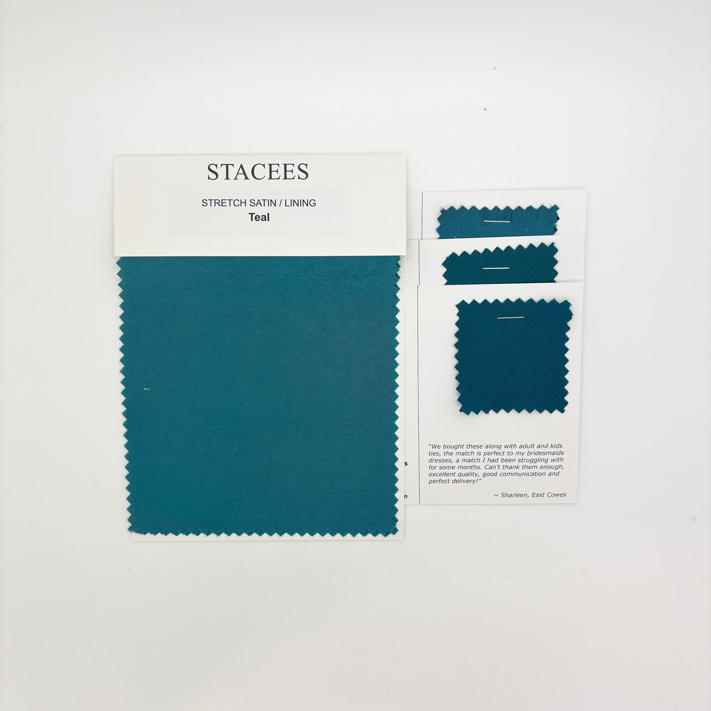 Stacees - Teal Stretch Satin Swatch Matches