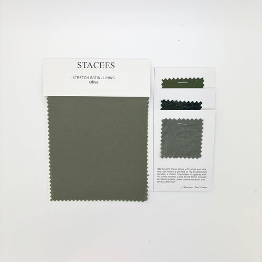 Stacees - Olive Stretch Satin Swatch Matches