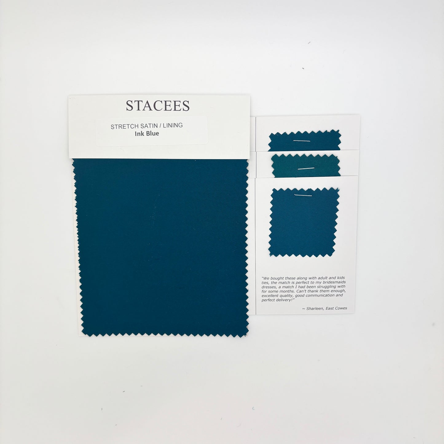 Stacees - Ink Blue Stretch Satin Swatch Matches