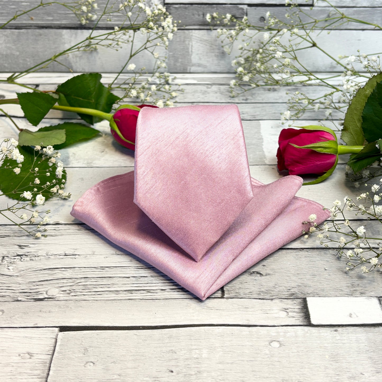 Sweet Pink Shantung Tie & Socks Gift Set