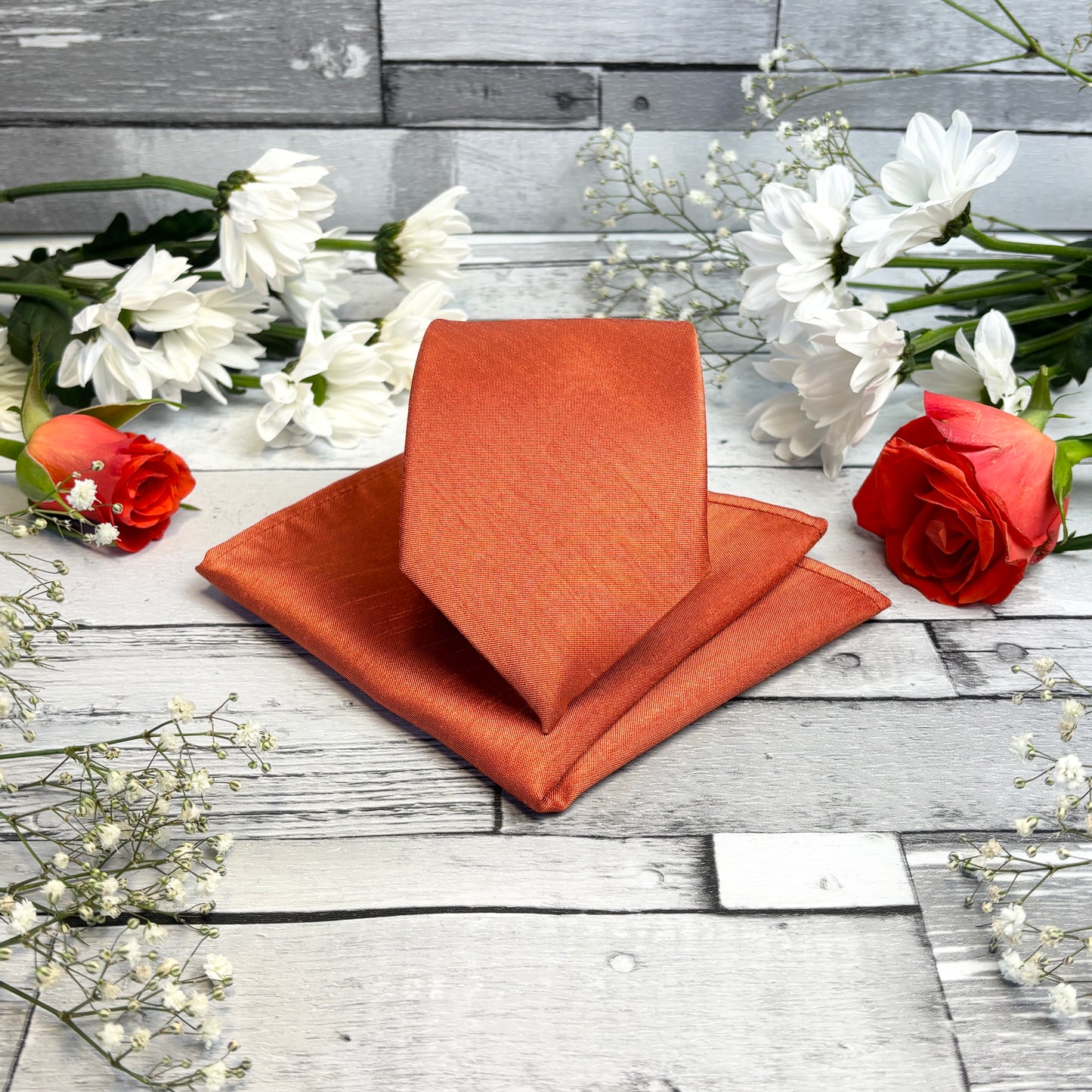 Rust Shantung Pocket Square