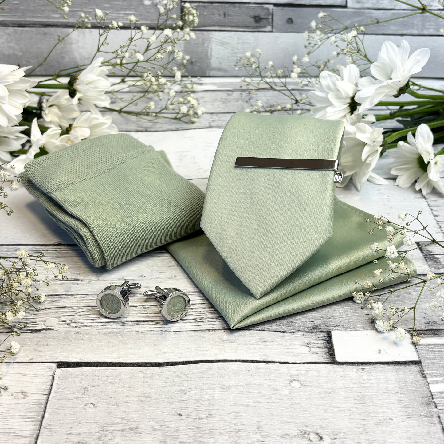 Light Sage Tie & Socks Gift Set