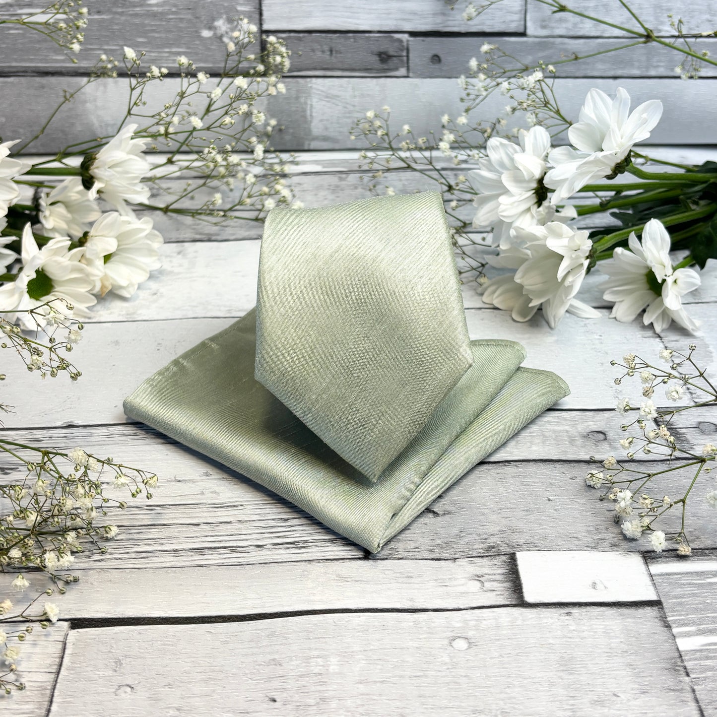 Light Sage Shantung Tie & Socks Gift Set