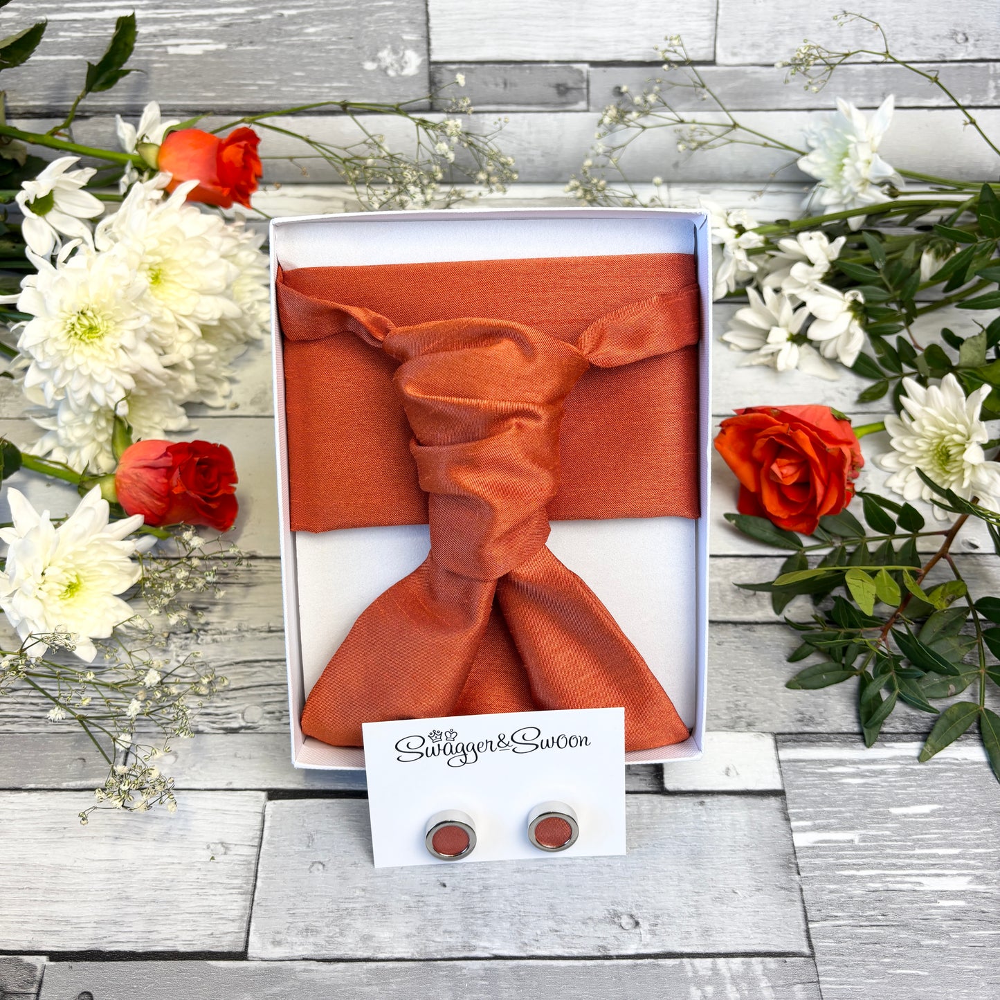 Rust Shantung Wedding Cravat