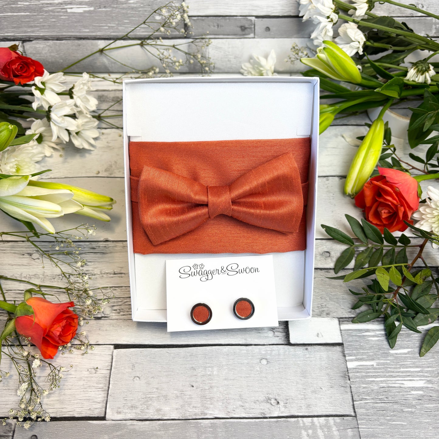 Rust Shantung Bow Tie