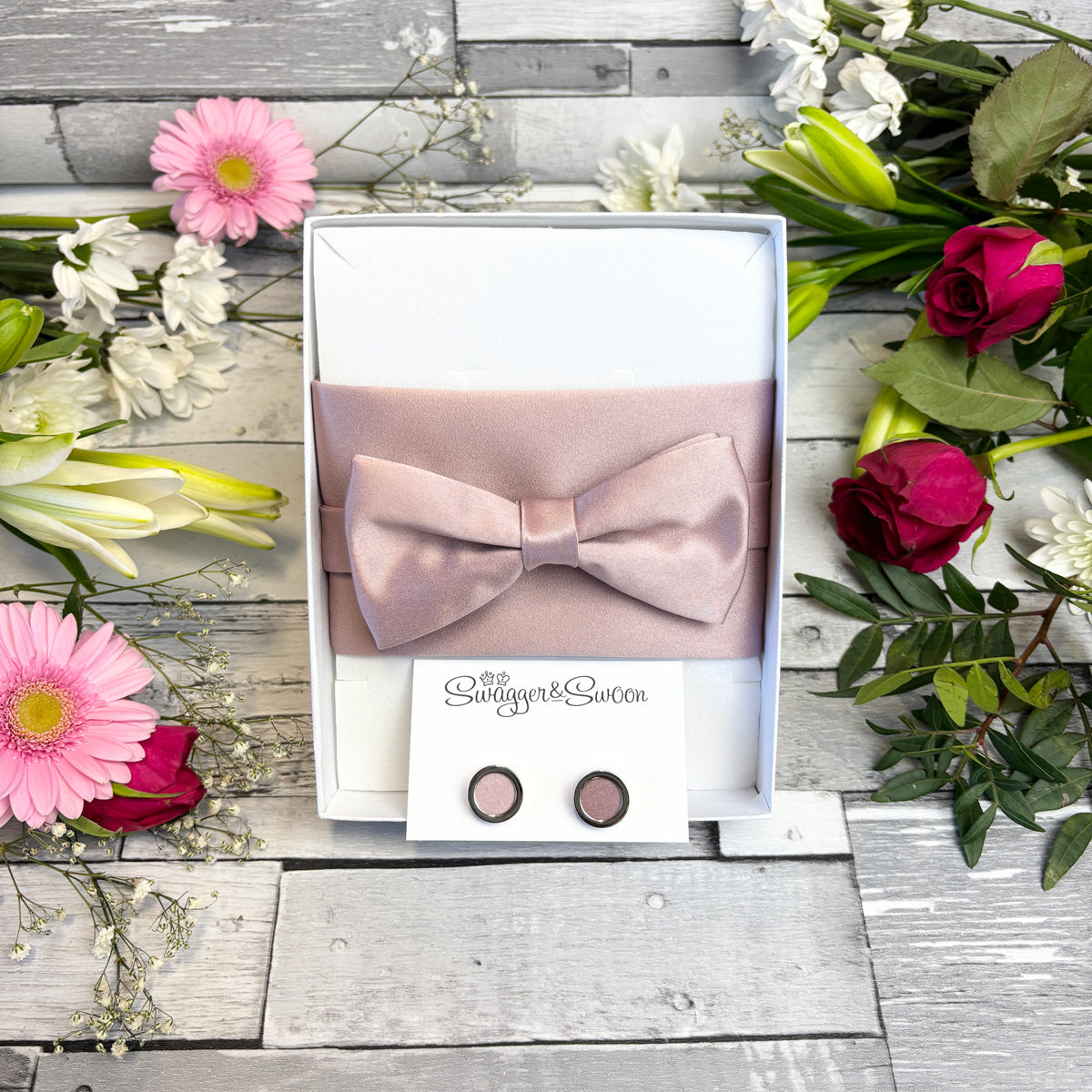 Suede Pink Bow Tie