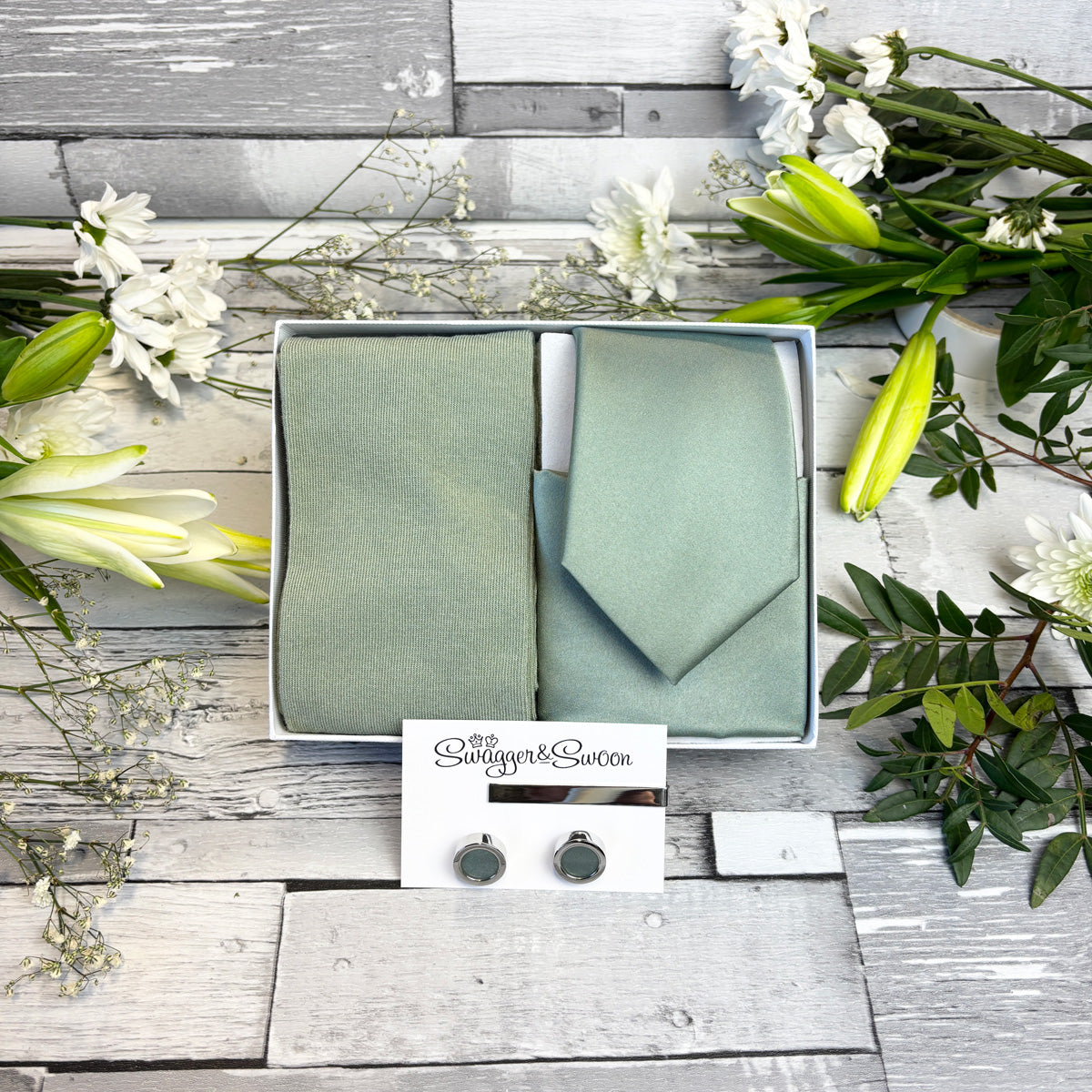 Sage Tie & Socks Gift Set