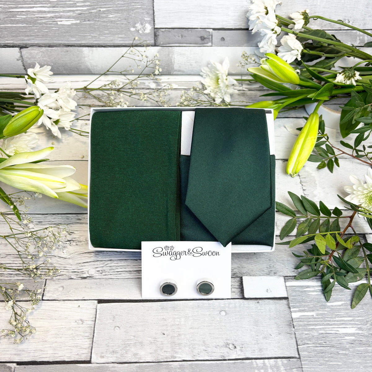 Bottle Green Tie & Socks Gift Set