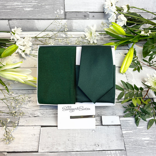 Bottle Green Tie & Socks Gift Set
