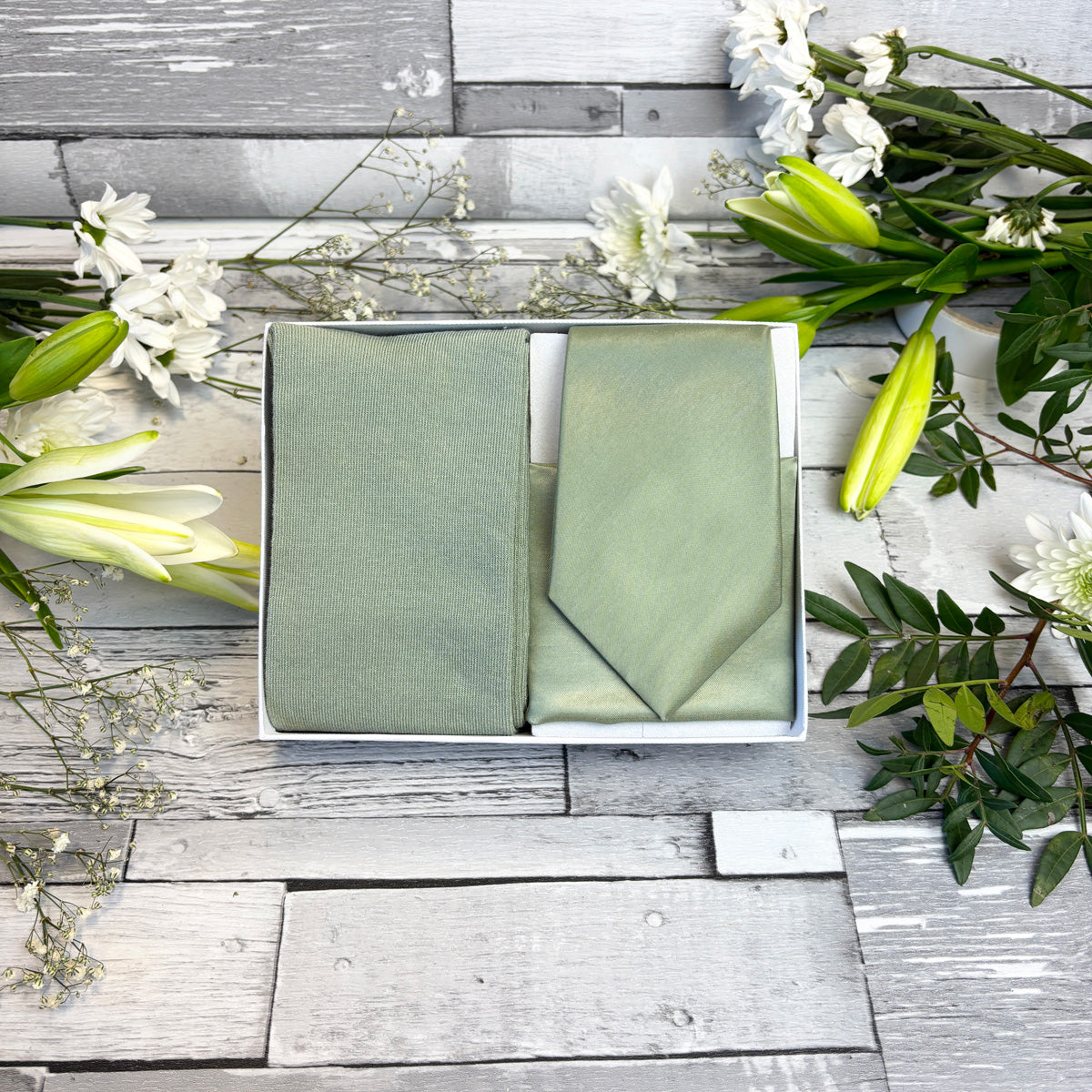 Dusty Sage Tie & Socks Gift Set