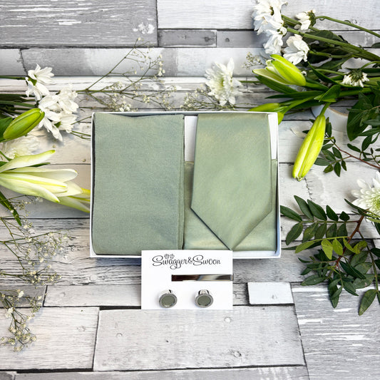 Dusty Sage Tie & Socks Gift Set
