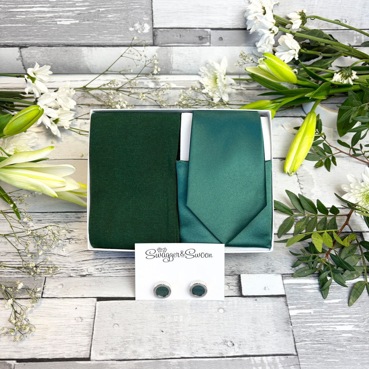 Forest Green Tie & Socks Gift Set