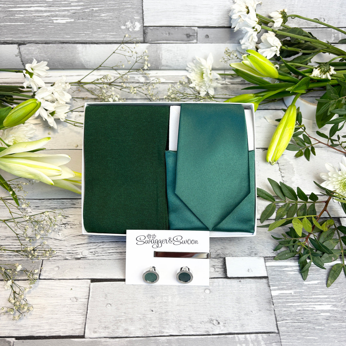 Forest Green Tie & Socks Gift Set