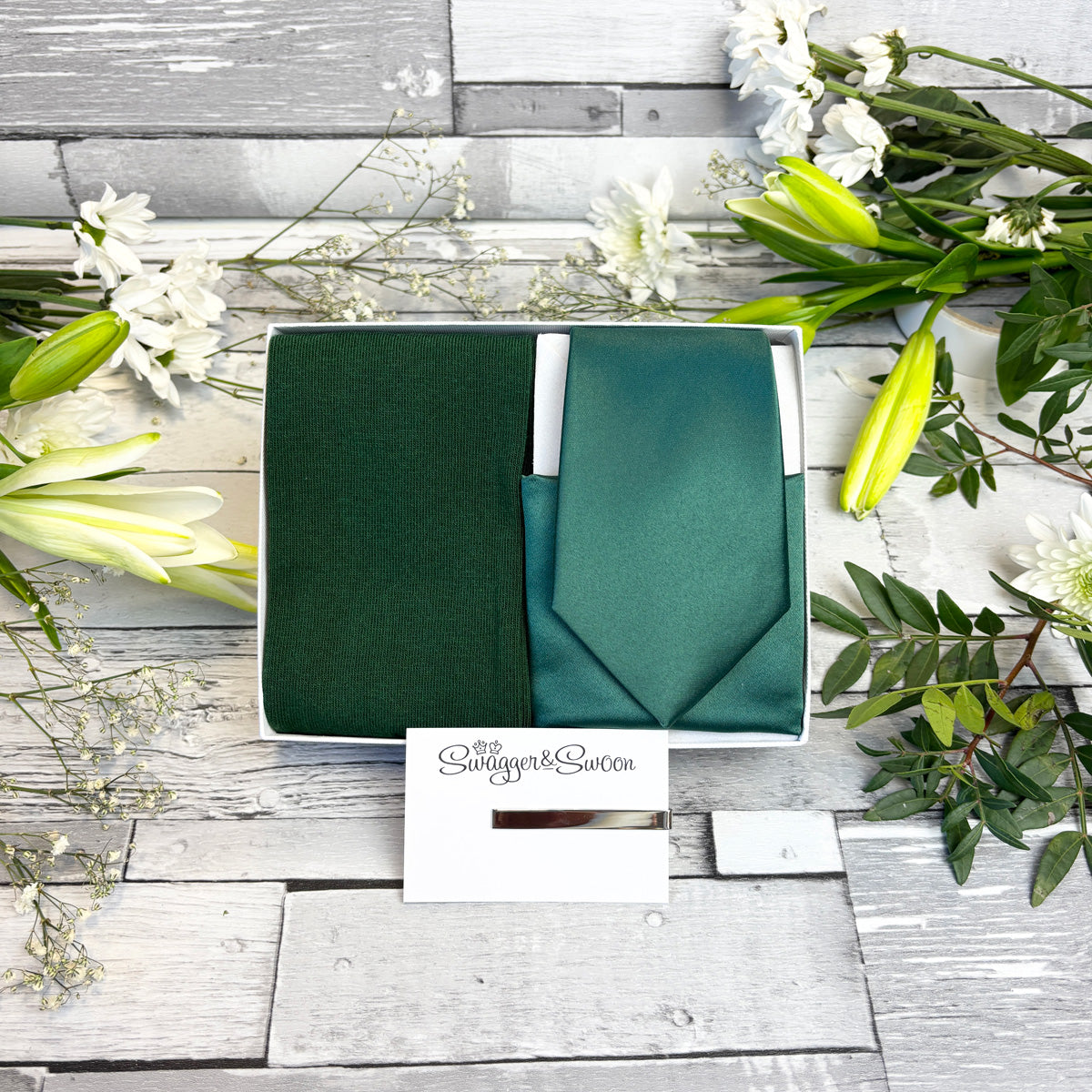 Forest Green Tie & Socks Gift Set