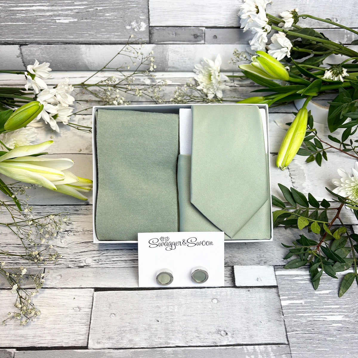 Light Sage Tie & Socks Gift Set